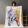 Watercolor Game Controller Printed Sherpa Fleece Blanket For Gamers Design