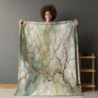 Twisting Branches Marble Illustration Printed Sherpa Fleece Blanket Texture Design