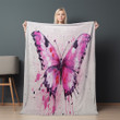 Watercolor Of A Butterfly In Light Pink Printed Sherpa Fleece Blanket