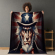 Uncle Sam American Flag Printed Sherpa Fleece Blanket Patriotic Design