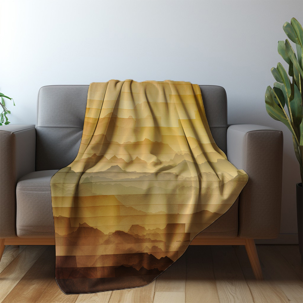 Vintage Gradient Printed Sherpa Fleece Blanket Earth Tones Design