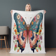 Vibrant Butterfly On White Printed Sherpa Fleece Blanket Insect Design