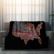 Vintage American Flag In Map Printed Sherpa Fleece Blanket Patriotic Design