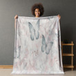 Watercolor Light Pink And Blue Butterflies Printed Sherpa Fleece Blanket For Kids