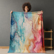 Vivid Whimsical Shapes Marble Printed Sherpa Fleece Blanket Texture Design