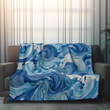Waves Of The Sea Printed Sherpa Fleece Blanket Watercolor Painting Design