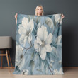 Vintage Poppy Floral Wallpaper Light Blue Person Printed Sherpa Fleece Blanket