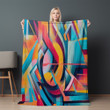 Vibrant Colors Geometric Printed Sherpa Fleece Blanket Abstract Pattern Design