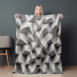 White Captivating Visual Printed Sherpa Fleece Blanket Illusion Design
