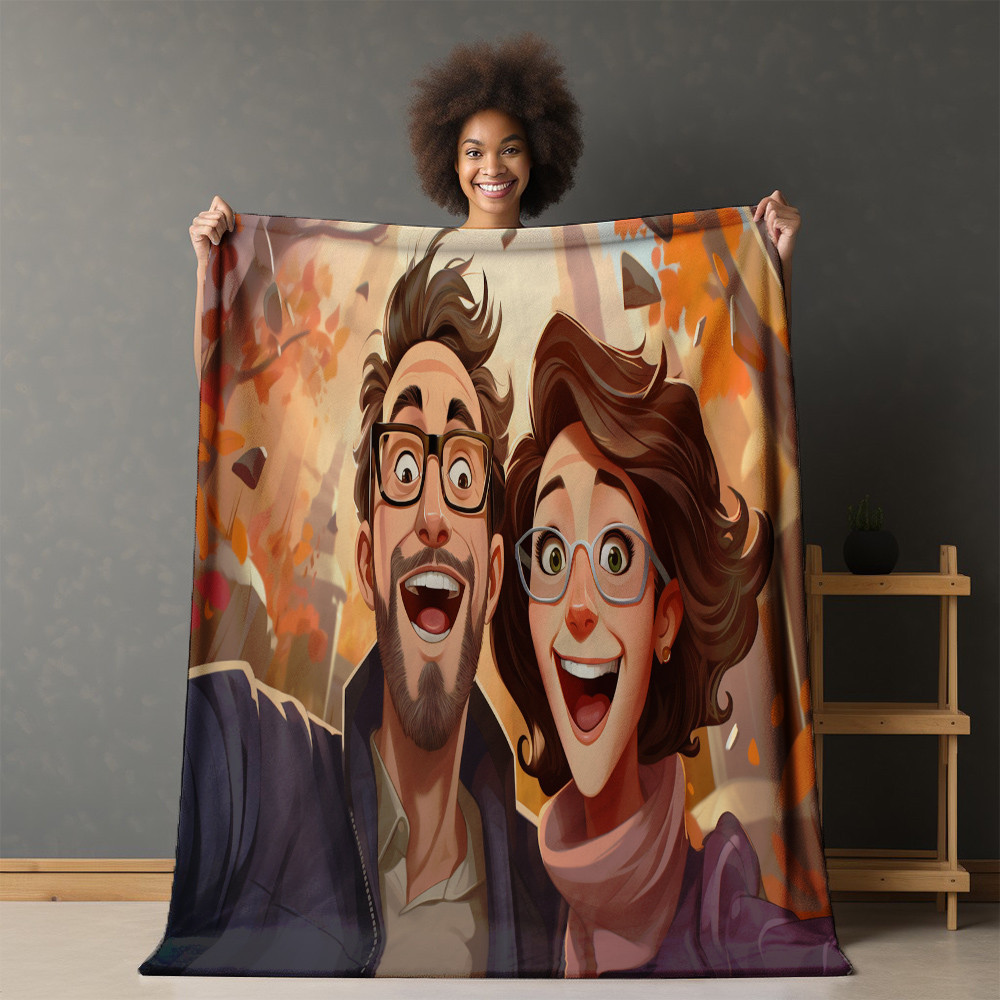 Wife And Husband Cute Moment Printed Sherpa Fleece Blanket Human Design
