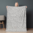 White Bricks Wall Printed Sherpa Fleece Blanket Texture Design