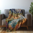 Winding River Printed Sherpa Fleece Blanket Landscape Weaving Design
