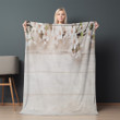 White Beige Wood Spring Flowers Printed Sherpa Fleece Blanket Texture Design