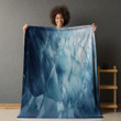 White Blue Crystal Printed Sherpa Fleece Blanket In Minimalistic Style