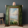 Window Overlooking Green Field Printed Sherpa Fleece Blanket