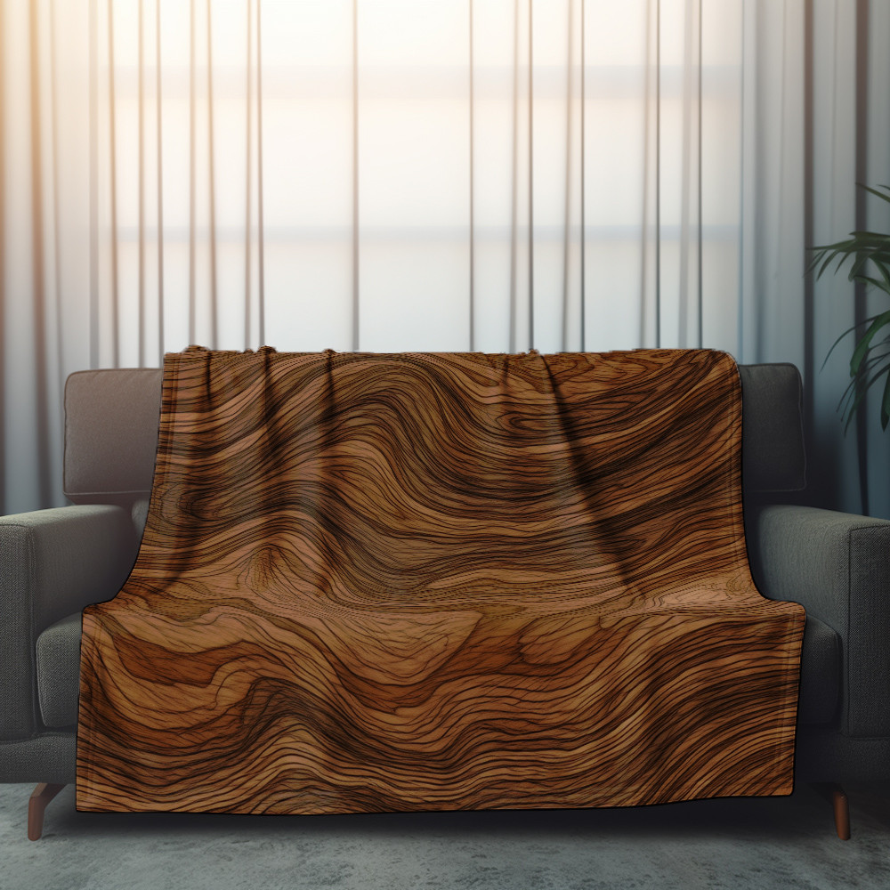 Wood Grain Pattern Printed Sherpa Fleece Blanket Texture Design