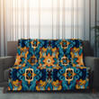 Yellow And Blue Moroccan Tilework Printed Sherpa Fleece Blanket Geometric Design