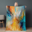 Yellow And Blue Swirl Printed Sherpa Fleece Blanket Texture Design