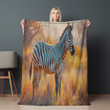 Zebra In Wildlife Printed Sherpa Fleece Blanket Oil Painng Animal Hunting Design