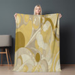 Yellow And White Background With Swirls Mid Century Printed Sherpa Fleece Blanket