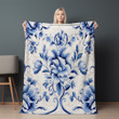 Azulejo On White Seamless Pattern On White Design Printed Sherpa Fleece Blanket