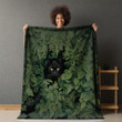 Black Cat Anime Animal Design Printed Sherpa Fleece Blanket