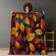 Autumn Background With Leaves Seamless Pattern Design Printed Sherpa Fleece Blanket
