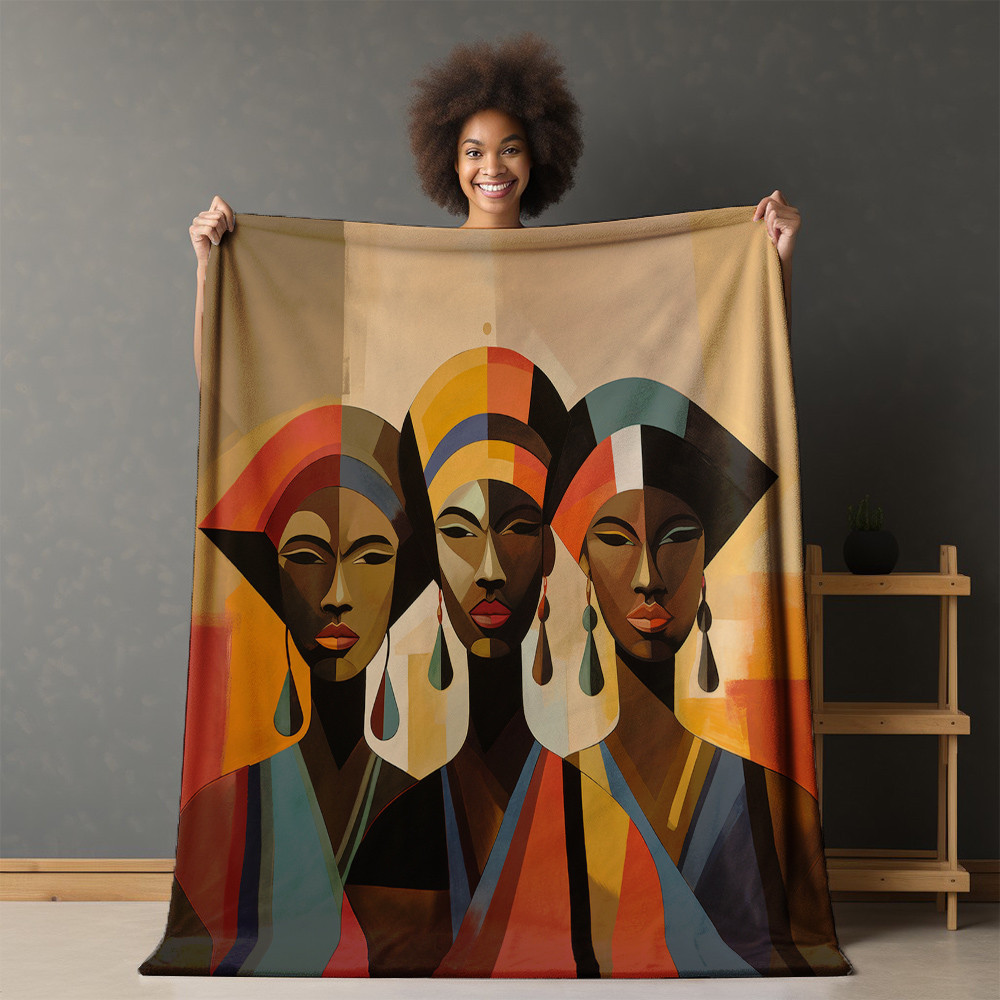 Abstract African Women Human Design Printed Sherpa Fleece Blanket