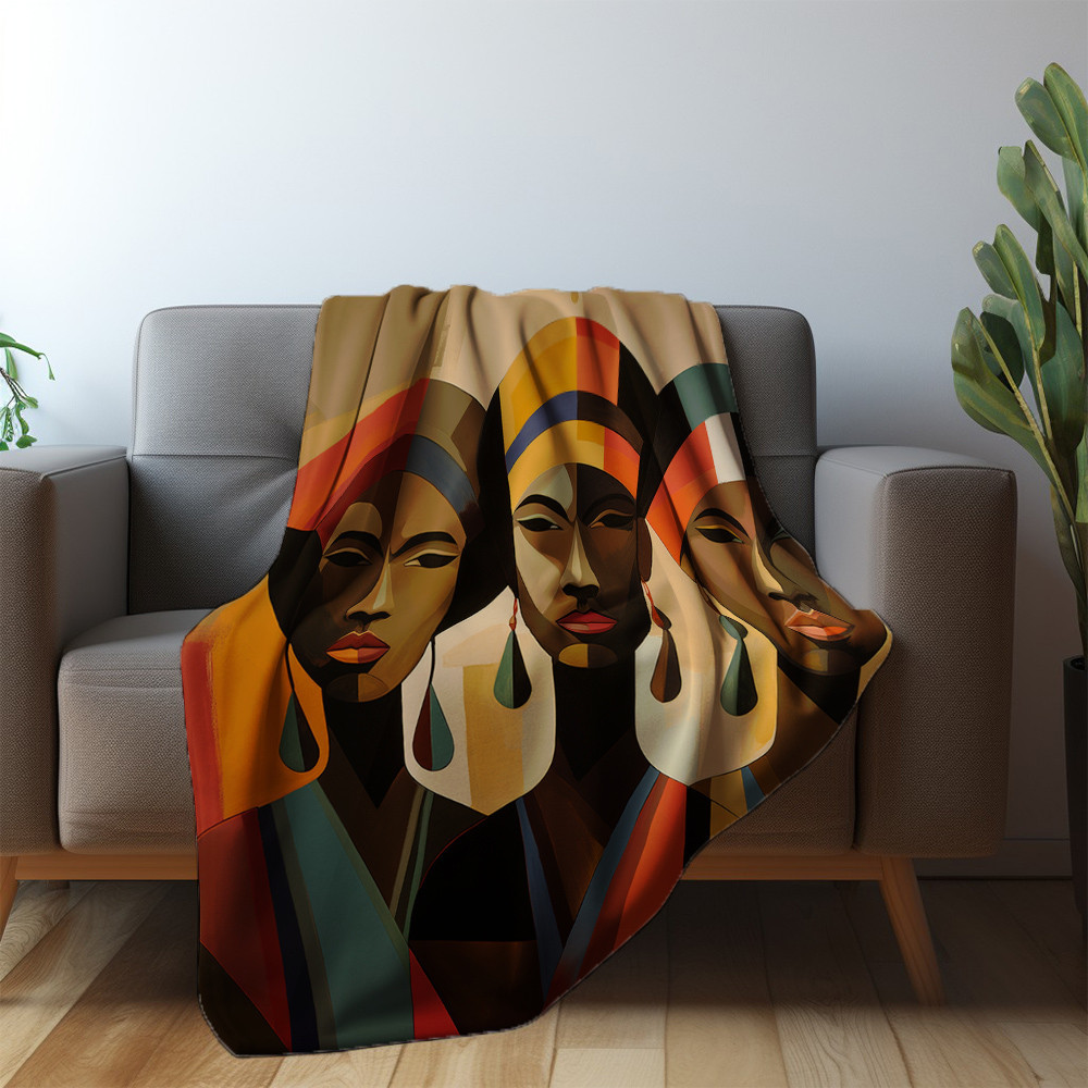 Abstract African Women Human Design Printed Sherpa Fleece Blanket