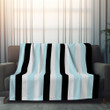 Black White Blue Vertical Striped Pattern Design Printed Sherpa Fleece Blanket