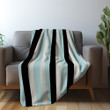 Black White Blue Vertical Striped Pattern Design Printed Sherpa Fleece Blanket