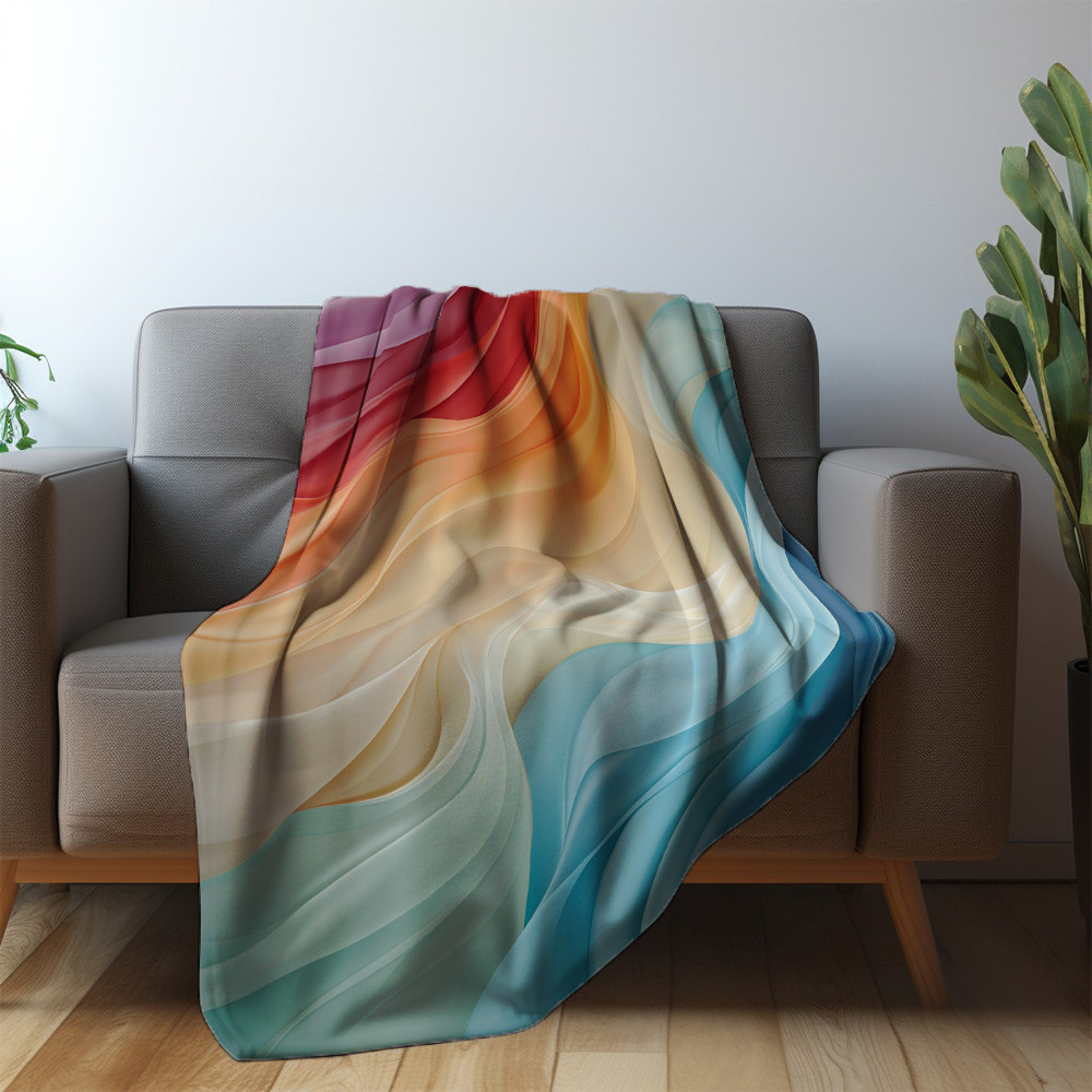 Abstract Pattern In Multicolor Printed Printed Sherpa Fleece Blanket