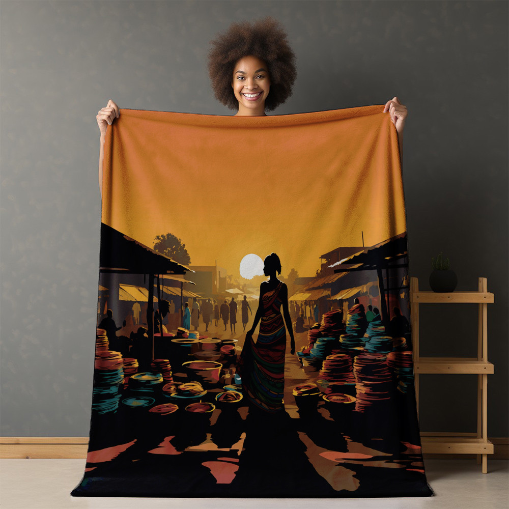 African Marketplace Human Design Printed Sherpa Fleece Blanket