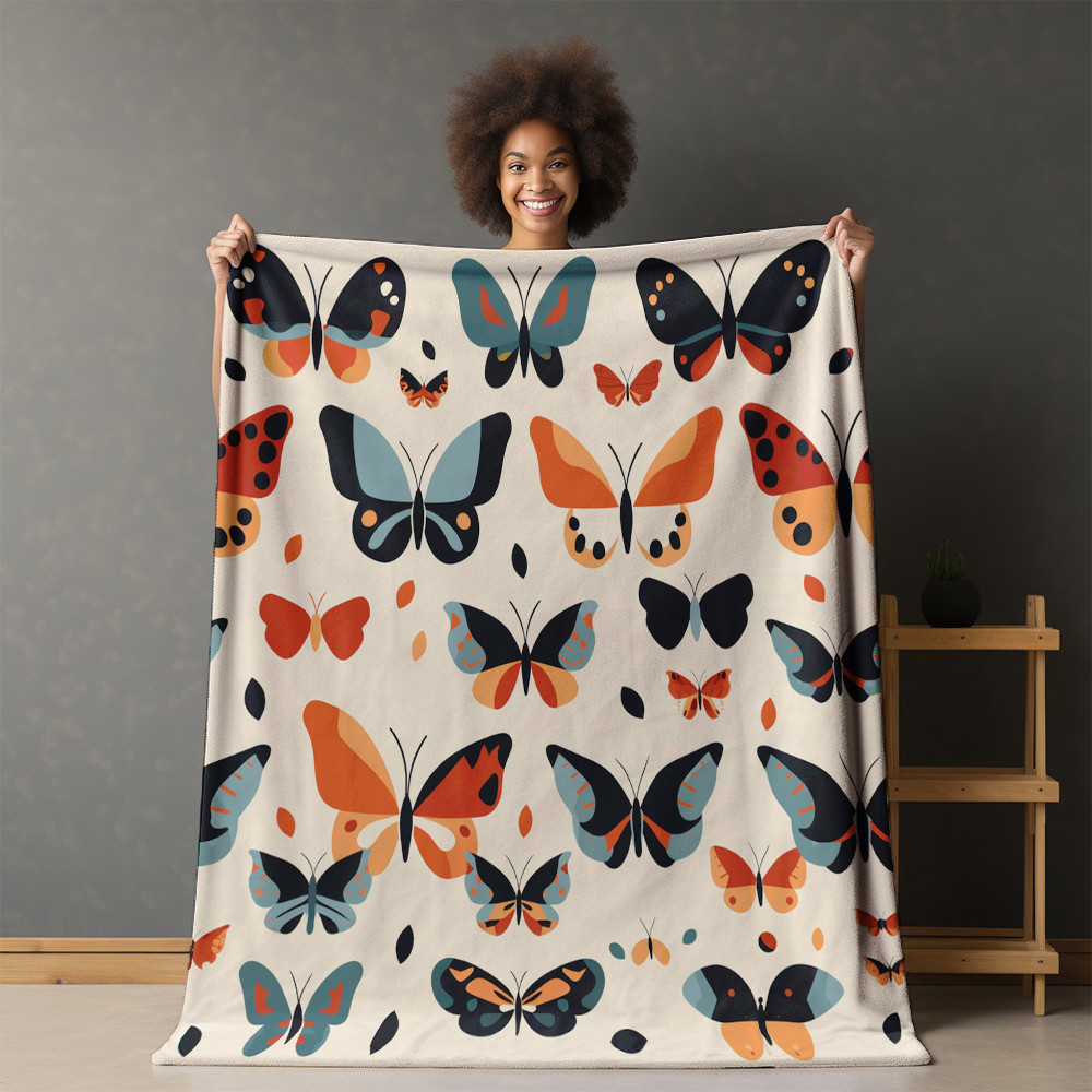 Abstract Butterfly Art Animal Design Printed Sherpa Fleece Blanket