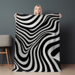 Black And White Waves Printed Printed Sherpa Fleece Blanket Optical Illusion Design