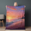 Beach Scene At Twilight Landscape Design Printed Sherpa Fleece Blanket