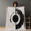 Abstract Black White Circle Printed Printed Sherpa Fleece Blanket