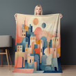 Abstract Minimalist Print Of Modern City Printed Printed Sherpa Fleece Blanket