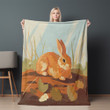 Adorable Rabbit On Ground Printed Printed Sherpa Fleece Blanket