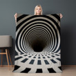 3D Bottomless Hole Optical Illusion Design Printed Sherpa Fleece Blanket