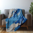 Blue And White Abstract Painting Printed Printed Sherpa Fleece Blanket