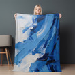 Blue And White Abstract Painting Printed Printed Sherpa Fleece Blanket