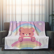 Bear And Rainbow Animal Design For Kids Printed Sherpa Fleece Blanket