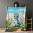 2D Cute Dinosaur Animal Design Printed Sherpa Fleece Blanket For Kids