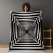 Black White Square Infinity Hole Optical Illusion Design Printed Sherpa Fleece Blanket