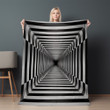 Black White Square Infinity Hole Optical Illusion Design Printed Sherpa Fleece Blanket