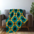 Green Yellow Moroccan Trellis Seamless Pattern Design Printed Sherpa Fleece Blanket