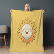 Funny Minimalist Sun Illustration Printed Printed Sherpa Fleece Blanket