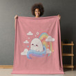 Cloud Ghost And Rainbow Halloween Design Printed Sherpa Fleece Blanket For Kids