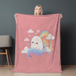 Cloud Ghost And Rainbow Halloween Design Printed Sherpa Fleece Blanket For Kids